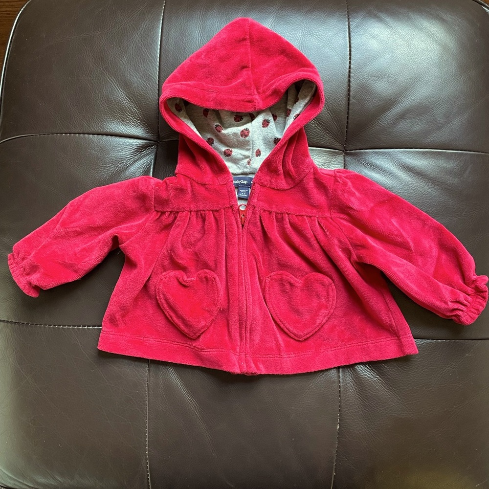 Baby Gap Soft Velour Hoodie with Heart Shapes Pockets